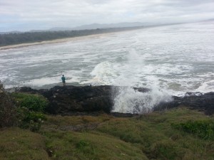 Coffs Harbour, Blowhole at Boambee Creek after the storm